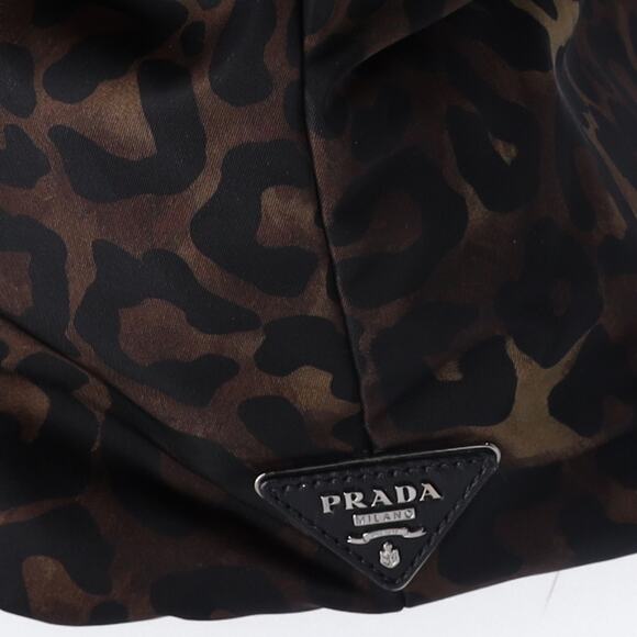Prada Tessuto Reversible Leopard Print Nylon Tote Bag Brown - Picture 9 of 10